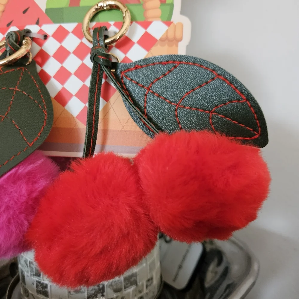 Cherry Soft & Fury Bag Charms (2 Included) About  4.5" Long - Picture 3 of 4